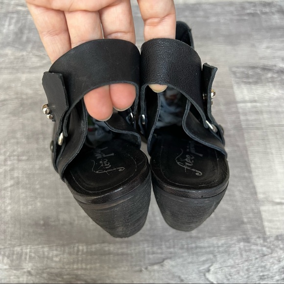 Free People Women’s Mules Embedded Black Leather Western Mules Shoes - Picture 3 of 9